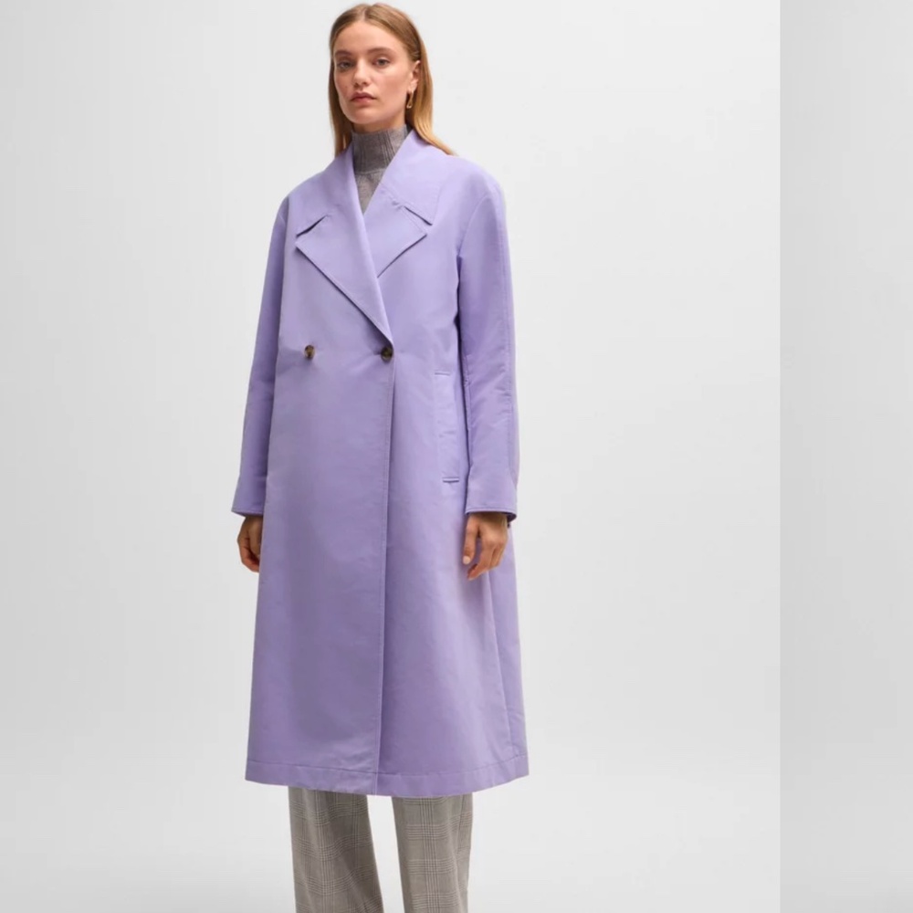 Boss double breasted coat with water repellant finish